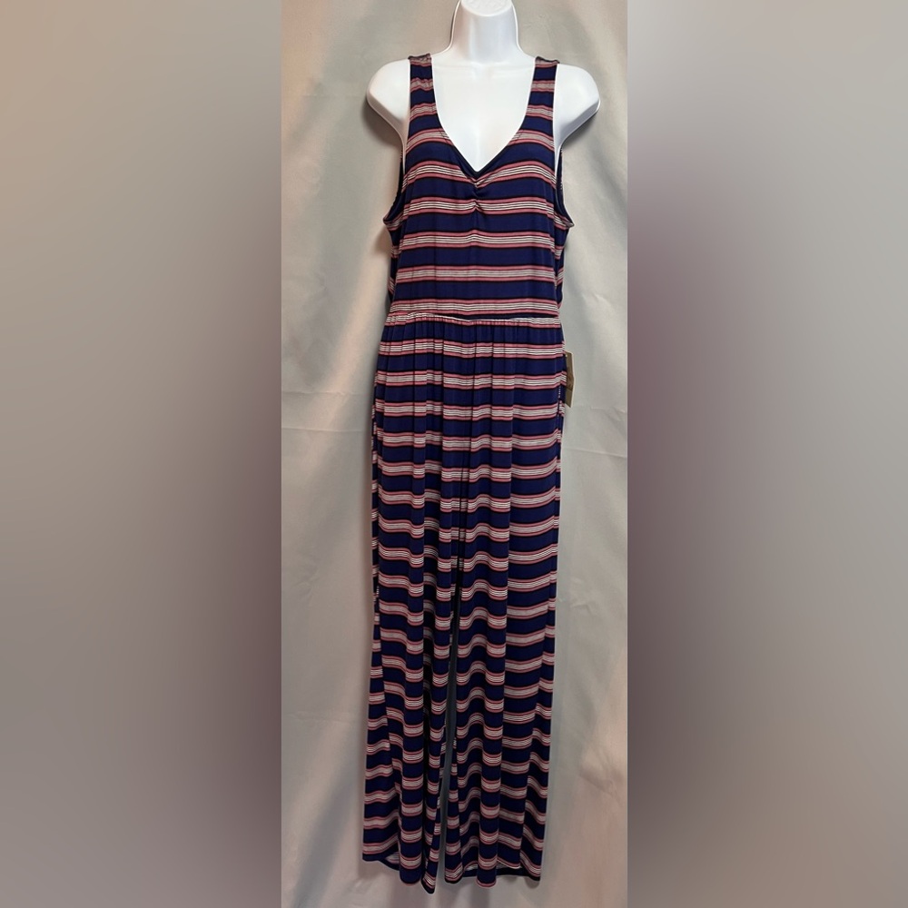 Live to Be Spoiled Metallic Jumpsuit Striped Pocket Sz XXL NEW